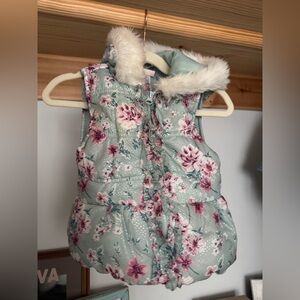 Little Lass Blue and Cream Hooded Vest